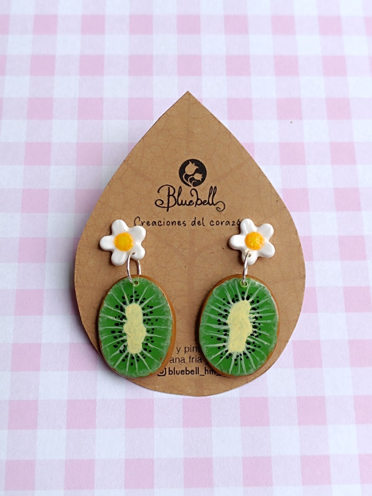 Aros Kiwis con flor colgante