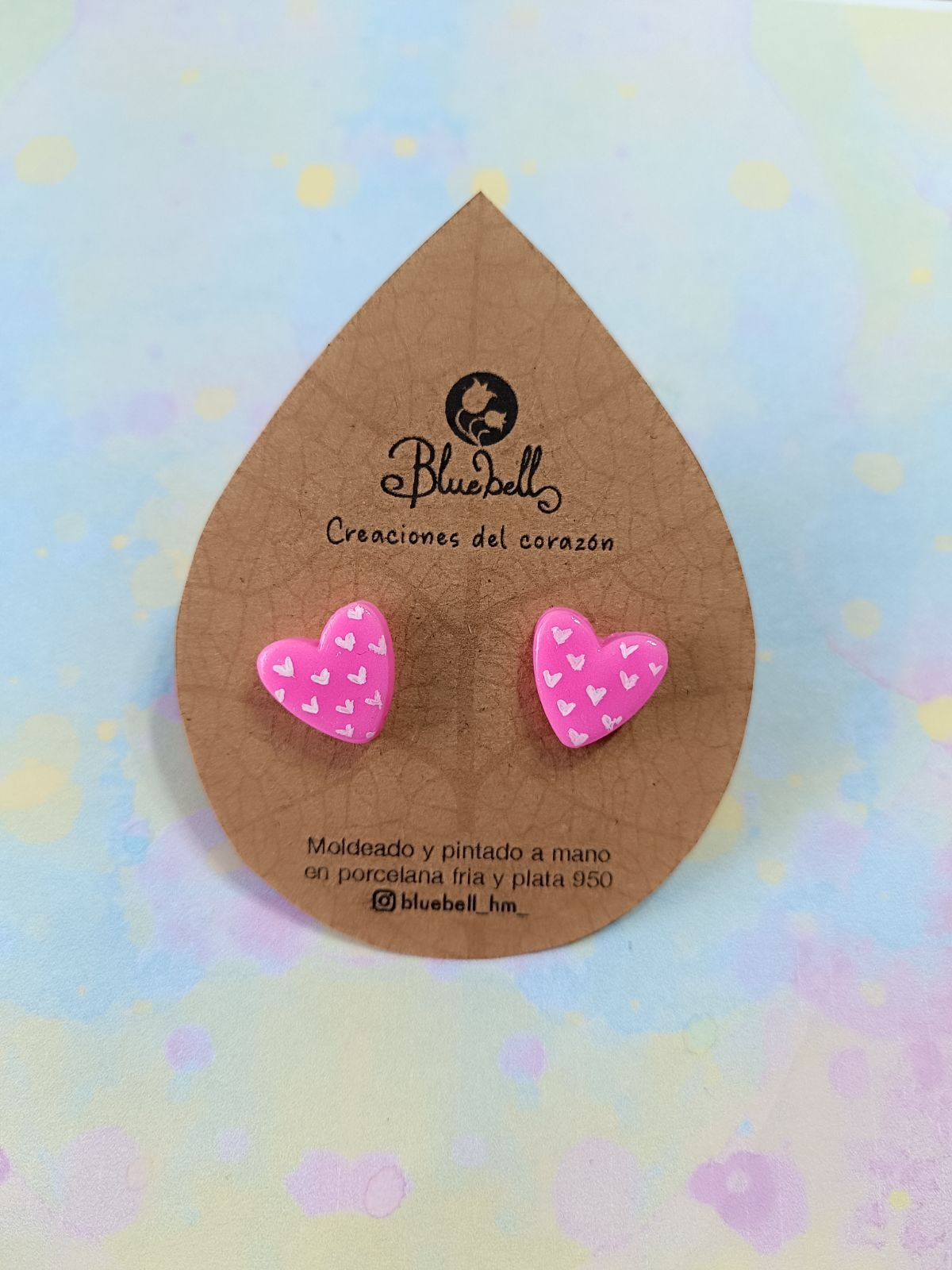 Aros corazón pequeño puntitos