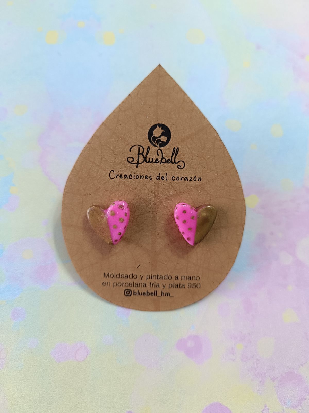 Aros corazón pequeño mitad dorado