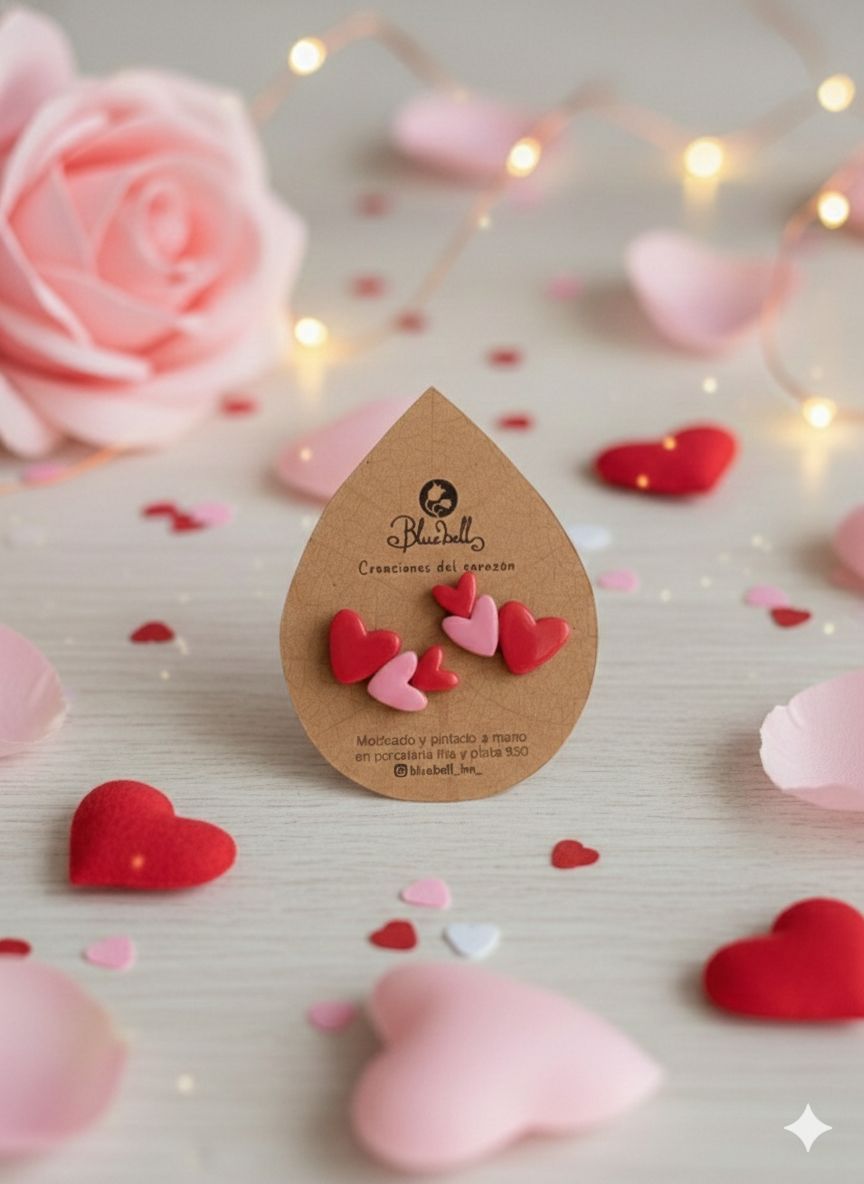 Aros corazon triple pegado